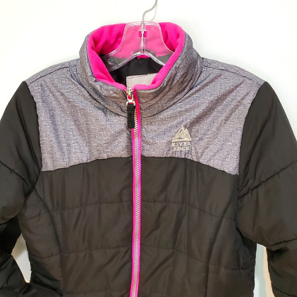 River Edge Black Mock Neck Puffer Jacket Sz 14/16